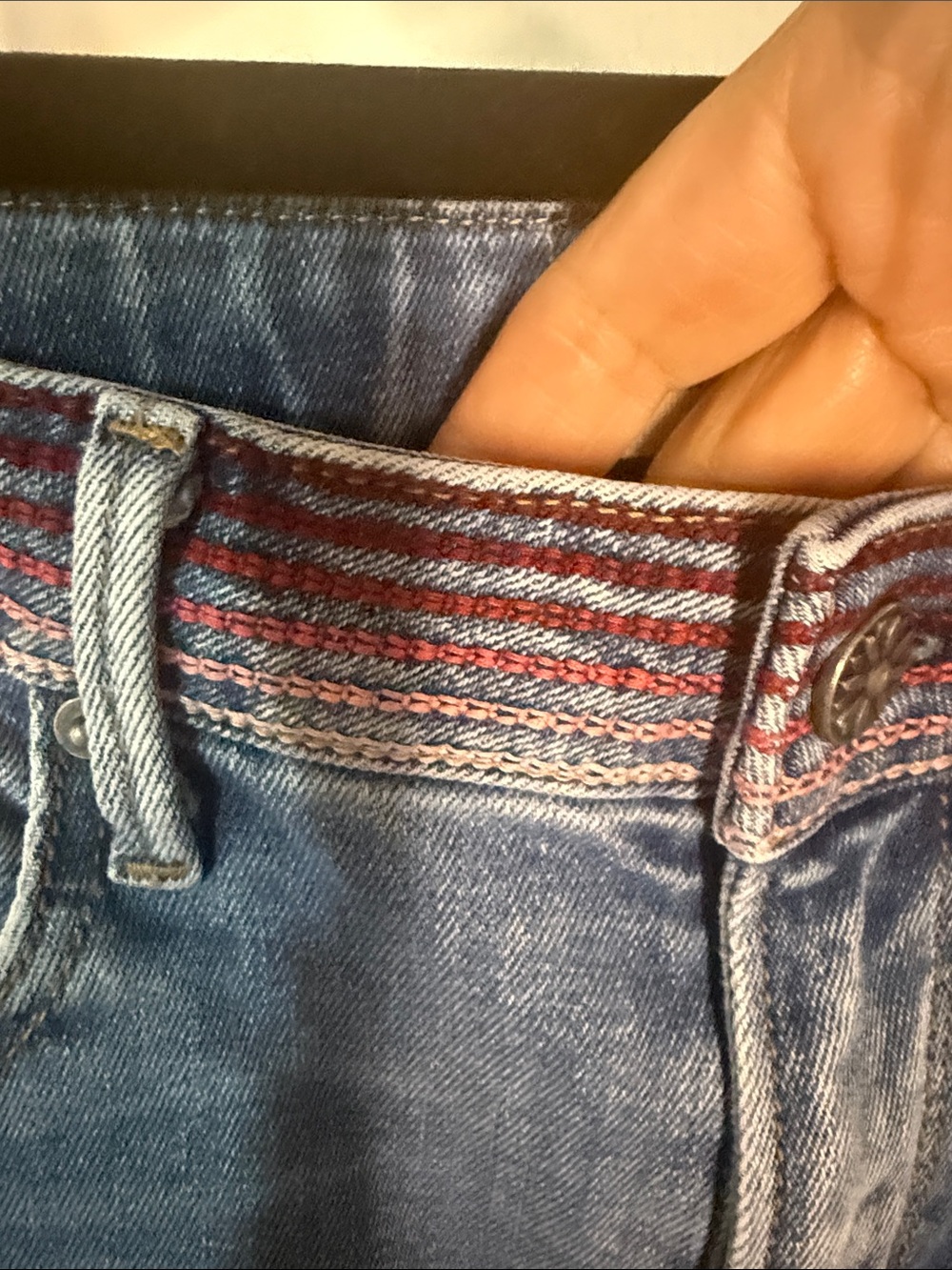 DRIFTWOOD Light Blue Flare Jeans with Purple Side Trim - Picture 3 of 5